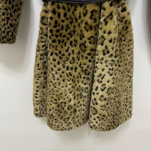 Y2K 90s Faux Fur Leopard Coat Arden B Belted Womens Medium - Picture 7 of 11